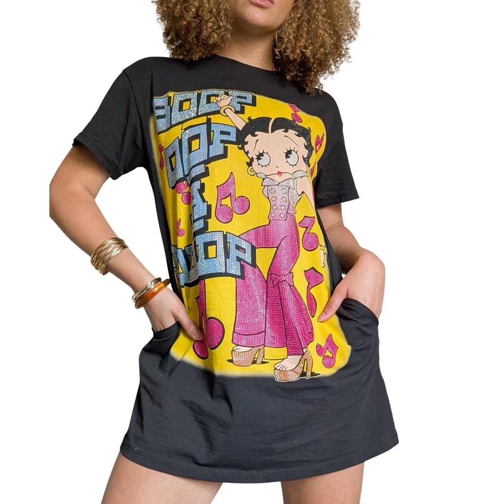 Betty Boop Vintage Y2K McBling Pop Art Disco Oversized Shirt Dress